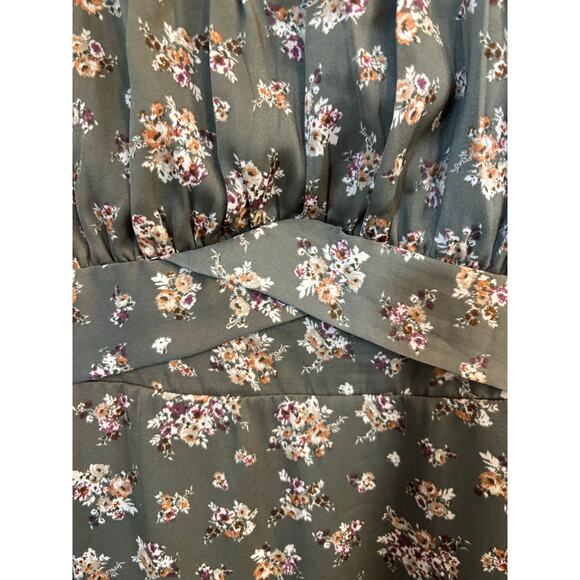 Arula Floral Cottagecore Dress Puff Sleeve Milkmaid Tie Front Green 1X estimated - Picture 4 of 11